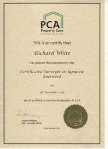 PCA certification South West Knotweed